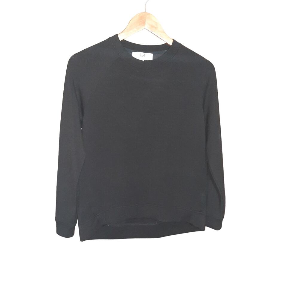 Magashoni Womens Black Crew Neck Long Sleeve Sweatshirt Size XS